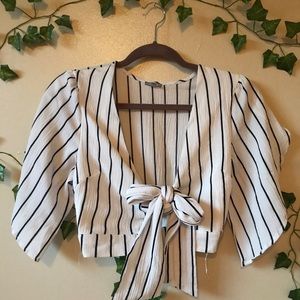 Charlotte Russe crop top with flowy sleeves